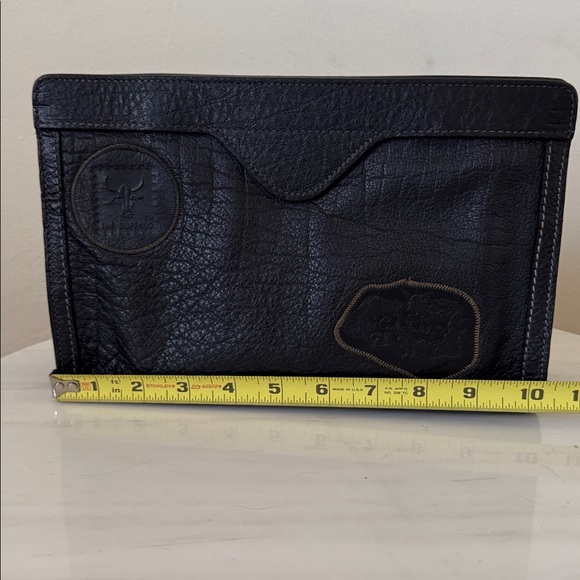 Vintage Carlos Falchi Buffalo Clutch Bag, Black Leather - Picture 7 of 13